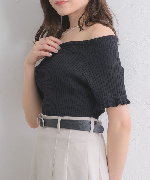 ems excite(エムズエキサイト)の「2WAYフリルNT(ニット/セーター・レディース・ブラック/オフホワイト/イエロー/ブルー・FREE)」の21枚目の写真