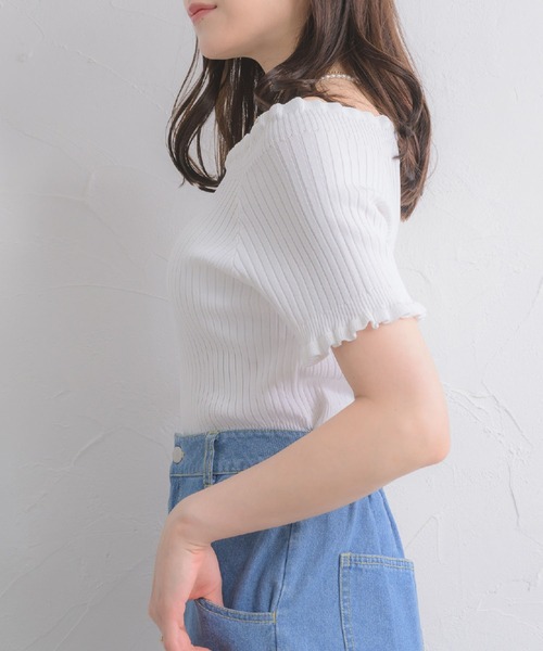 ems excite(エムズエキサイト)の「2WAYフリルNT(ニット/セーター・レディース・ブラック/オフホワイト/イエロー/ブルー・FREE)」の13枚目の写真