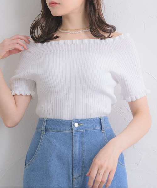 ems excite(エムズエキサイト)の「2WAYフリルNT(ニット/セーター・レディース・ブラック/オフホワイト/イエロー/ブルー・FREE)」の12枚目の写真