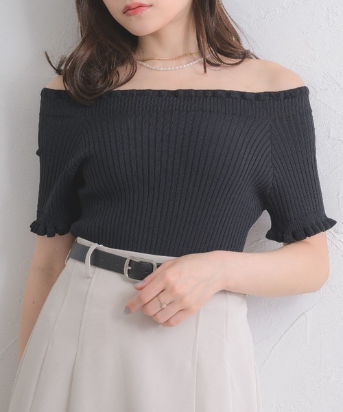 ems excite(エムズエキサイト)の「2WAYフリルNT(ニット/セーター・レディース・ブラック/オフホワイト/イエロー/ブルー・FREE)」の20枚目の写真