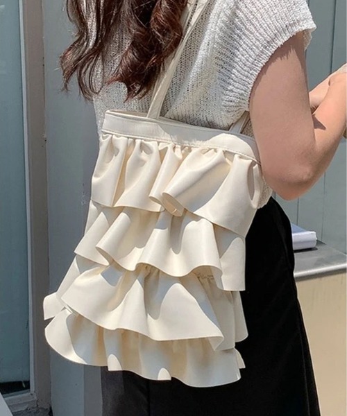 ammy.（エイミードット）の「【 ammy. / エイミードット 】 フリル トートバッグ（トートバッグ・レディース・シルバー/ホワイト/ブラック・FREE）」の9枚目の写真