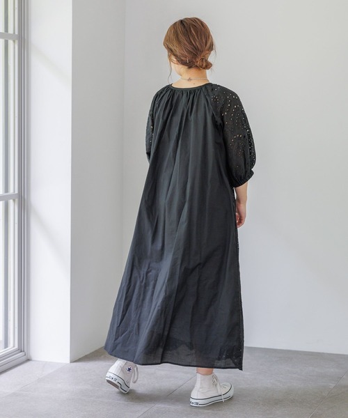 studio CLIP（スタディオクリップ）の「【低身長スタッフ企画/WEB限定】刺繍ワンピース（ワンピース・レディース・ブラック/ホワイト/ラベンダー・FREE）」の5枚目の写真