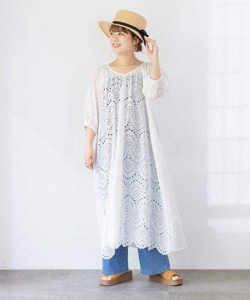 studio CLIP（スタディオクリップ）の「【低身長スタッフ企画/WEB限定】刺繍ワンピース（ワンピース・レディース・ブラック/ホワイト/ラベンダー・FREE）」の7枚目の写真