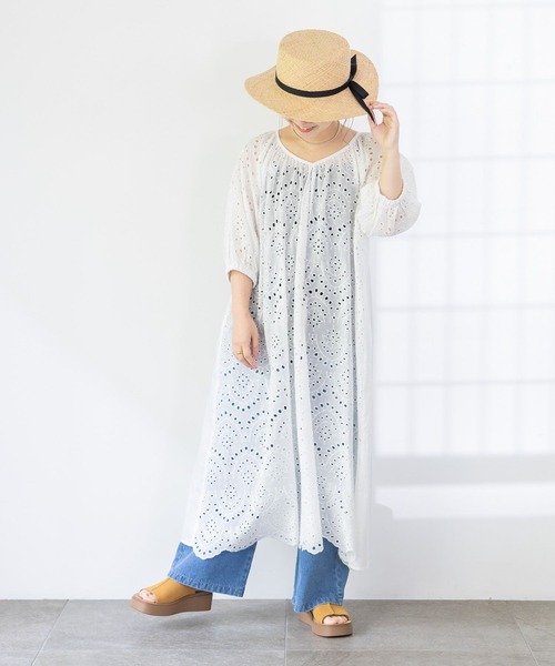 studio CLIP（スタディオクリップ）の「【低身長スタッフ企画/WEB限定】刺繍ワンピース（ワンピース・レディース・ブラック/ホワイト/ラベンダー・FREE）」の8枚目の写真