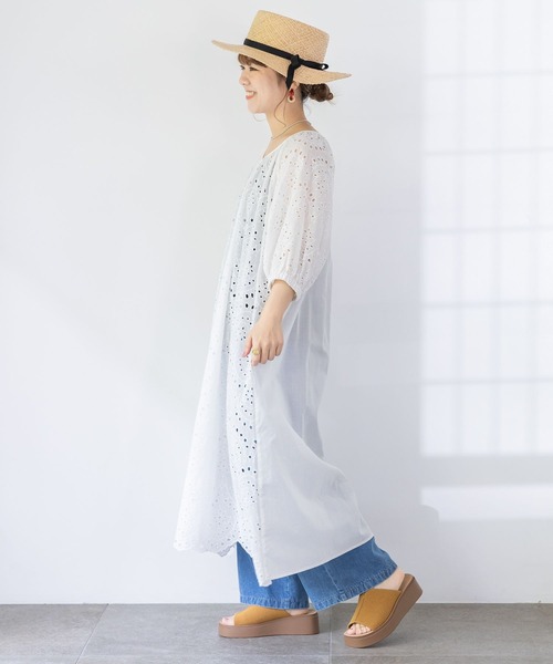 studio CLIP（スタディオクリップ）の「【低身長スタッフ企画/WEB限定】刺繍ワンピース（ワンピース・レディース・ブラック/ホワイト/ラベンダー・FREE）」の9枚目の写真