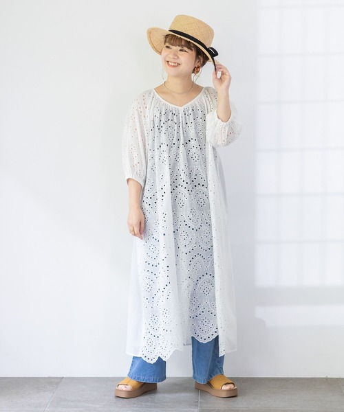 studio CLIP（スタディオクリップ）の「【低身長スタッフ企画/WEB限定】刺繍ワンピース（ワンピース・レディース・ブラック/ホワイト/ラベンダー・FREE）」の12枚目の写真