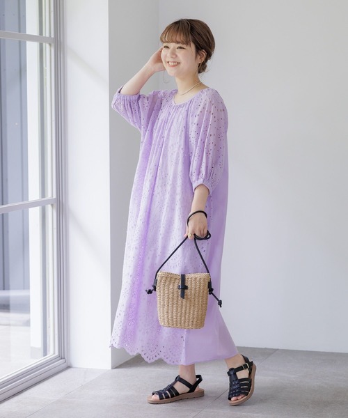studio CLIP（スタディオクリップ）の「【低身長スタッフ企画/WEB限定】刺繍ワンピース（ワンピース・レディース・ブラック/ホワイト/ラベンダー・FREE）」の14枚目の写真