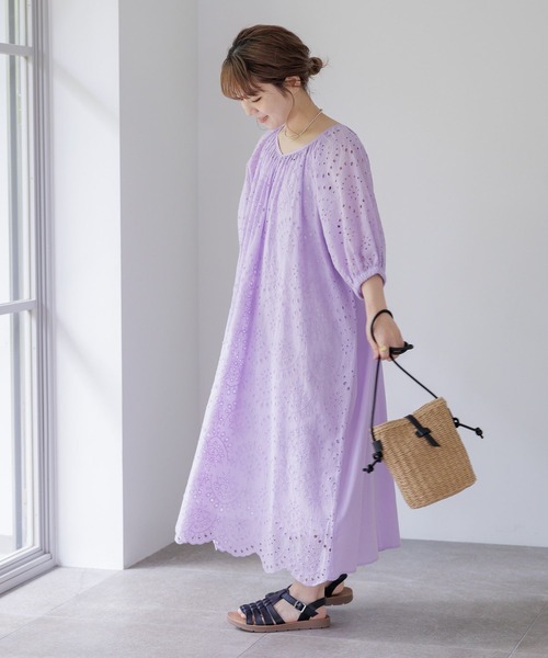 studio CLIP（スタディオクリップ）の「【低身長スタッフ企画/WEB限定】刺繍ワンピース（ワンピース・レディース・ブラック/ホワイト/ラベンダー・FREE）」の15枚目の写真