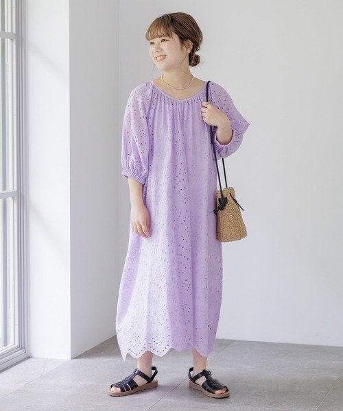 studio CLIP（スタディオクリップ）の「【低身長スタッフ企画/WEB限定】刺繍ワンピース（ワンピース・レディース・ブラック/ホワイト/ラベンダー・FREE）」の17枚目の写真