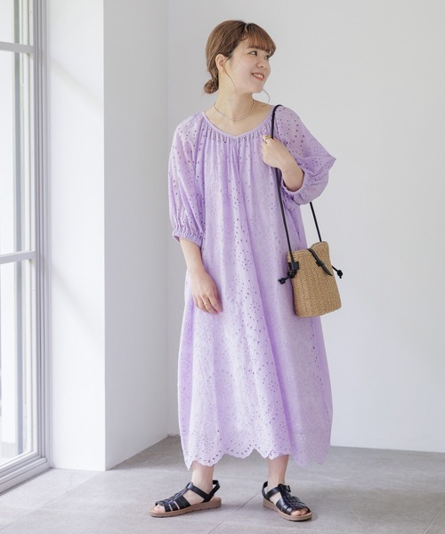 studio CLIP（スタディオクリップ）の「【低身長スタッフ企画/WEB限定】刺繍ワンピース（ワンピース・レディース・ブラック/ホワイト/ラベンダー・FREE）」の18枚目の写真