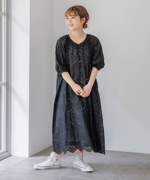 studio CLIP（スタディオクリップ）の「【低身長スタッフ企画/WEB限定】刺繍ワンピース（ワンピース・レディース・ブラック/ホワイト/ラベンダー・FREE）」の19枚目の写真