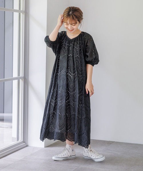 studio CLIP（スタディオクリップ）の「【低身長スタッフ企画/WEB限定】刺繍ワンピース（ワンピース・レディース・ブラック/ホワイト/ラベンダー・FREE）」の20枚目の写真