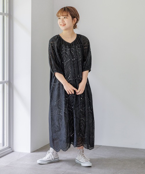 studio CLIP（スタディオクリップ）の「【低身長スタッフ企画/WEB限定】刺繍ワンピース（ワンピース・レディース・ブラック/ホワイト/ラベンダー・FREE）」の22枚目の写真