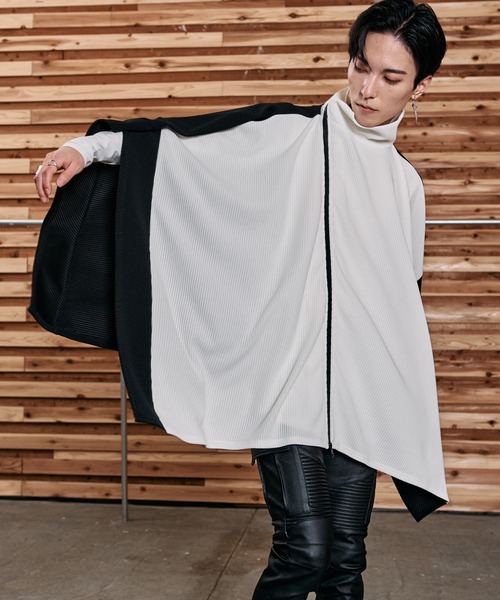 NO ID.（ノーアイディ）の「【NO ID.】3WAY Rib Zip Poncho / 3ウェイ リブ ジップ ポンチョ（ポンチョ・メンズ・アイボリー/ブラック/グレー・ONE SIZE）」の8枚目の写真