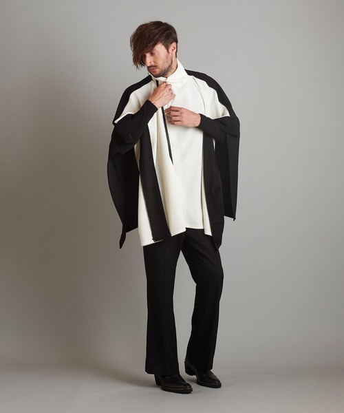 NO ID.（ノーアイディ）の「【NO ID.】3WAY Rib Zip Poncho / 3ウェイ リブ ジップ ポンチョ（ポンチョ・メンズ・アイボリー/ブラック/グレー・ONE SIZE）」の18枚目の写真