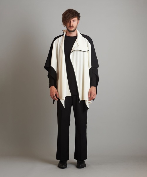 NO ID.（ノーアイディ）の「【NO ID.】3WAY Rib Zip Poncho / 3ウェイ リブ ジップ ポンチョ（ポンチョ・メンズ・アイボリー/ブラック/グレー・ONE SIZE）」の14枚目の写真
