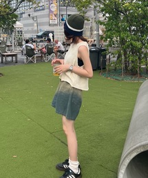 グラデーション加工デニムショートパンツ