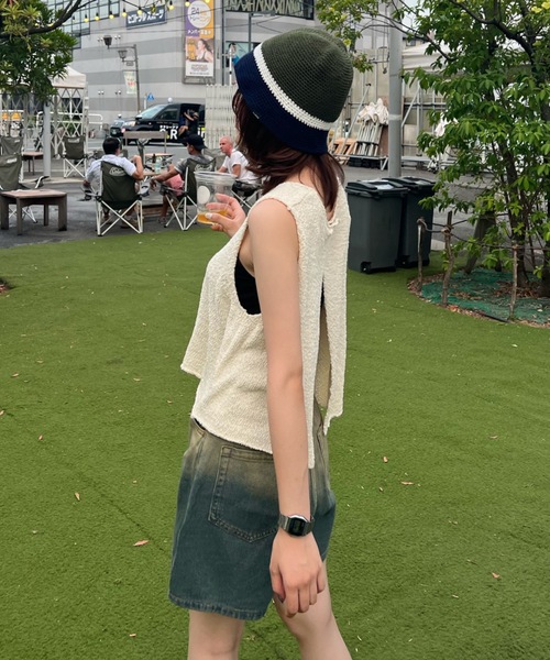 shesame（シーセム）の「グラデーション加工デニムショートパンツ（デニムパンツ・レディース・ブラック/ブルー・SMALL/MEDIUM）」の3枚目の写真