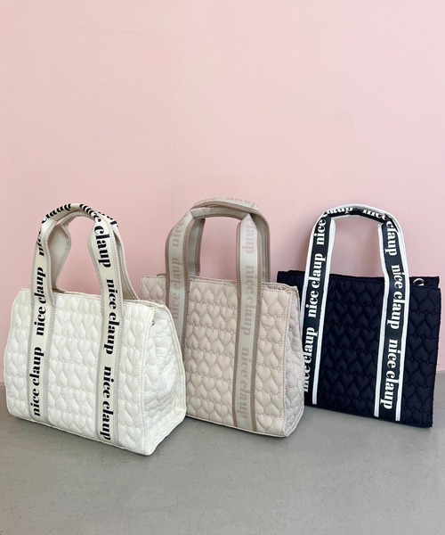 one after another NICE CLAUP（ワンアフターアナザーナイスクラップ）の「【再入荷】ハートキルティングミニトートバッグ（トートバッグ・レディース・ブラック/アイボリー/ベージュ/ピンク・ONE SIZE）」の16枚目の写真