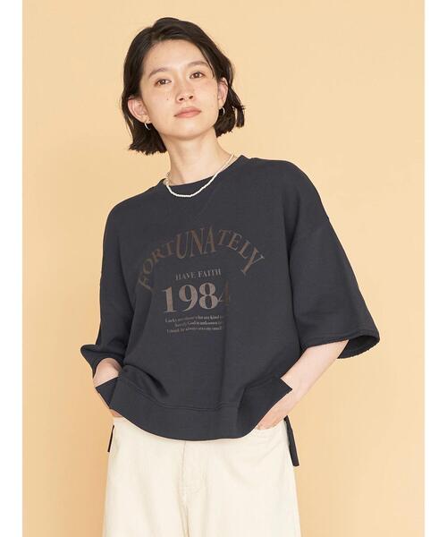 AMERICAN HOLIC（アメリカンホリック）の「ミニ裏毛ロゴカットプルオーバー①（Tシャツ/カットソー・レディース・チャコールグレー/ネイビー・M/L）」の4枚目の写真