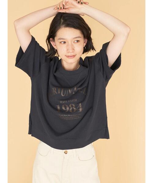 AMERICAN HOLIC（アメリカンホリック）の「ミニ裏毛ロゴカットプルオーバー①（Tシャツ/カットソー・レディース・チャコールグレー/ネイビー・M/L）」の15枚目の写真