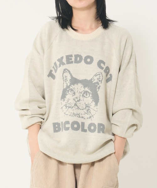 CORISCO（コリスコ）の「ニットソー動物柄ラグランクルー(M1)（ニット/セーター・レディース・ワイン/アイボリー/ブラック/グレー/ネイビー/ナチュラル/ブラック系その他/ブルー・X-LARGE/LARGE/MEDIUM）」の5枚目の写真