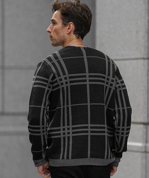 SOMEDIFF(サムディフ)の「【SOMEDIFF】チェックカーディガン メンズ ニットセーター チェック柄 春服 冬服(カーディガン/ボレロ・メンズ・グレー/ブラウン/ブラウン系/ブラック系・L/M/XL)」の11枚目の写真