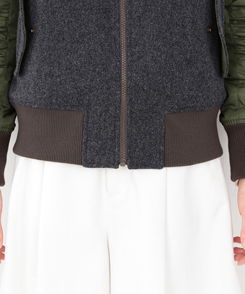 Ray BEAMS（レイビームス）の「Ray BEAMS / メルトン コンビ MA-1 ジャケット（ミリタリージャケット・レディース・グレー/ネイビー・0/1）」の18枚目の写真