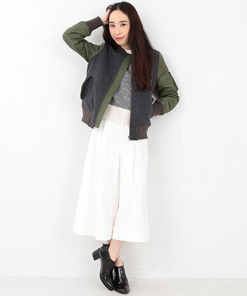 Ray BEAMS（レイビームス）の「Ray BEAMS / メルトン コンビ MA-1 ジャケット（ミリタリージャケット・レディース・グレー/ネイビー・0/1）」の12枚目の写真