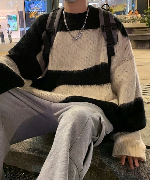 MGV（エムジーヴィー）の「パターンモヘアライクニット（ニット/セーター・メンズ・ブラック/グリーン・LARGE/MEDIUM/X-LARGE）」の5枚目の写真