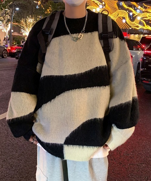 MGV（エムジーヴィー）の「パターンモヘアライクニット（ニット/セーター・メンズ・ブラック/グリーン・LARGE/MEDIUM/X-LARGE）」の4枚目の写真