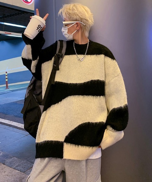 MGV（エムジーヴィー）の「パターンモヘアライクニット（ニット/セーター・メンズ・ブラック/グリーン・LARGE/MEDIUM/X-LARGE）」の8枚目の写真