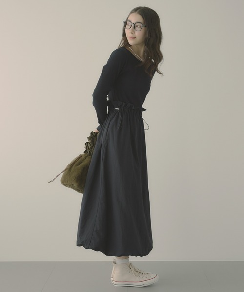 saloon(サルーン)の「SALOON(サルーン)/バルーンドッキングワンピース【手洗い可】(ワンピース・レディース・ネイビー/ブラック/ブラウン・FREE)」の6枚目の写真