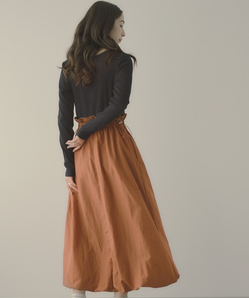 saloon(サルーン)の「SALOON(サルーン)/バルーンドッキングワンピース【手洗い可】(ワンピース・レディース・ネイビー/ブラック/ブラウン・FREE)」の8枚目の写真