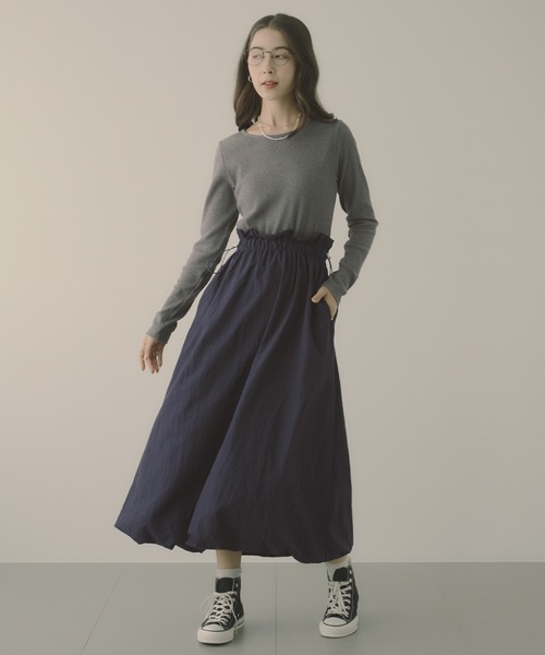 saloon(サルーン)の「SALOON(サルーン)/バルーンドッキングワンピース【手洗い可】(ワンピース・レディース・ネイビー/ブラック/ブラウン・FREE)」の14枚目の写真