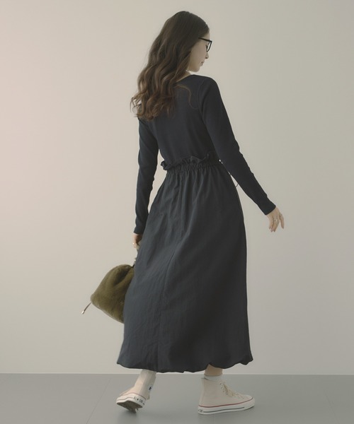 saloon(サルーン)の「SALOON(サルーン)/バルーンドッキングワンピース【手洗い可】(ワンピース・レディース・ネイビー/ブラック/ブラウン・FREE)」の7枚目の写真