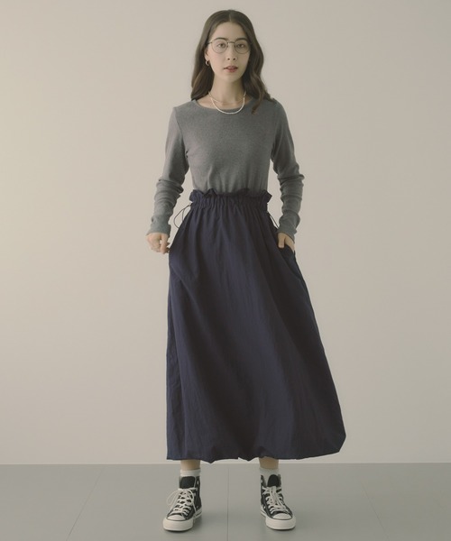 saloon(サルーン)の「SALOON(サルーン)/バルーンドッキングワンピース【手洗い可】(ワンピース・レディース・ネイビー/ブラック/ブラウン・FREE)」の18枚目の写真