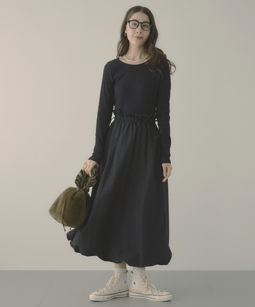 saloon(サルーン)の「SALOON(サルーン)/バルーンドッキングワンピース【手洗い可】(ワンピース・レディース・ネイビー/ブラック/ブラウン・FREE)」の19枚目の写真