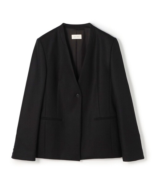 フランネルウールストレッチ ノーカラージャケット（ノーカラー