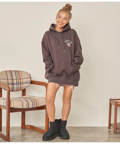 anap mimpi（アナップミンピ）の「裏起毛オルテガコーデュロイ×チロリアン刺繍フディートレーナー（パーカー・レディース・アイボリー/ダークグレー/ベージュ・FREE）」の22枚目の写真