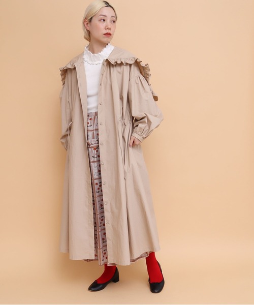 peu pres（プープレ）の「タイプライター　フリルフード付きCO（その他アウター・レディース・ベージュ/ネイビー・FREE）」の11枚目の写真