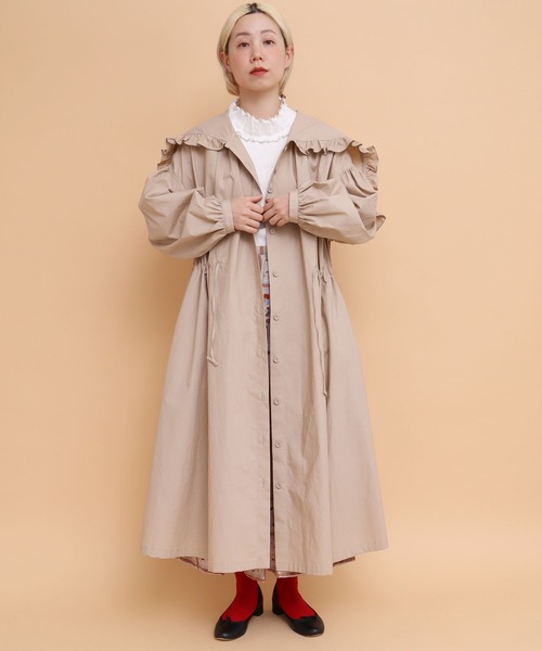 peu pres（プープレ）の「タイプライター　フリルフード付きCO（その他アウター・レディース・ベージュ/ネイビー・FREE）」の13枚目の写真