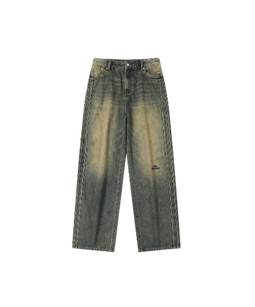 TGNS（ツーガンズ）の「ストリートファッション TGNS ツーガンズ Retro Yellow Mud For Old Side Jeans オーバーサイズ ボトムス パンツ ジーパン ジーンズ デニム デニムパンツ レトロパンツ ヴィンテージパンツ 長ズボン（デニムパンツ・メンズ・ブルー・M）」の6枚目の写真