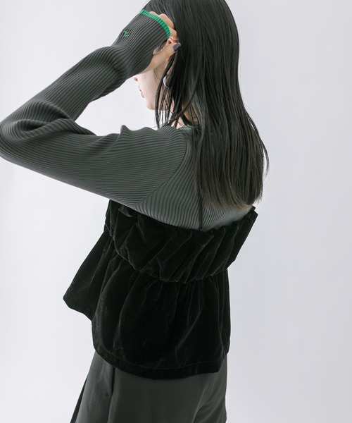 mline（エムライン）の「[mline]ベアギャザーベロアキャミソール（キャミソール・レディース・ブラック/ベージュ・FREE）」の7枚目の写真