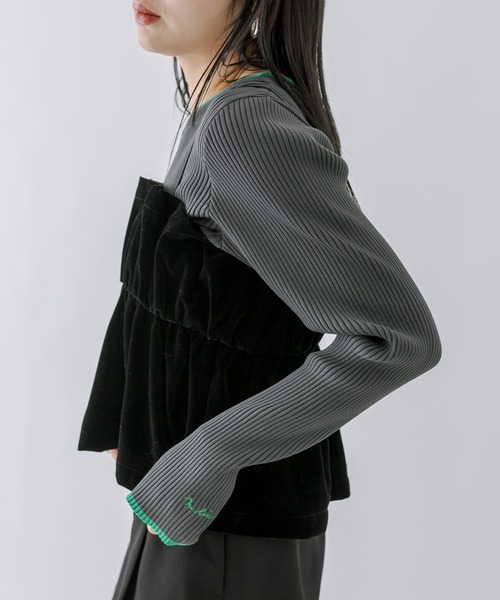 mline（エムライン）の「[mline]ベアギャザーベロアキャミソール（キャミソール・レディース・ブラック/ベージュ・FREE）」の9枚目の写真