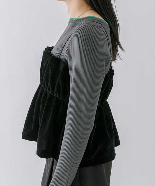 mline（エムライン）の「[mline]ベアギャザーベロアキャミソール（キャミソール・レディース・ブラック/ベージュ・FREE）」の13枚目の写真