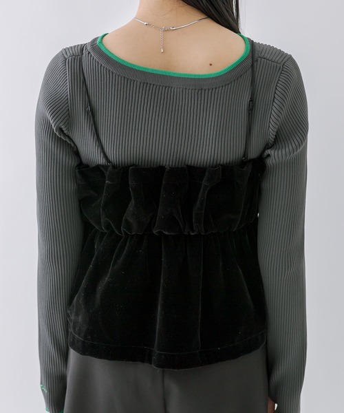 mline（エムライン）の「[mline]ベアギャザーベロアキャミソール（キャミソール・レディース・ブラック/ベージュ・FREE）」の14枚目の写真