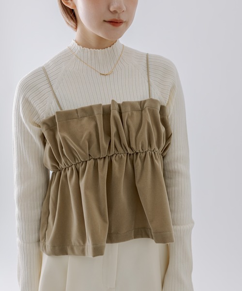 mline（エムライン）の「[mline]ベアギャザーベロアキャミソール（キャミソール・レディース・ブラック/ベージュ・FREE）」の20枚目の写真