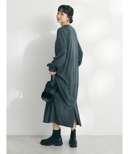CRAFT STANDARD BOUTIQUE(クラフトスタンダードブティック)の「ポンチウエストドロストワンピース(ワンピース・レディース・ベージュ/ブルー/チャコールグレー・FREE)」の4枚目の写真