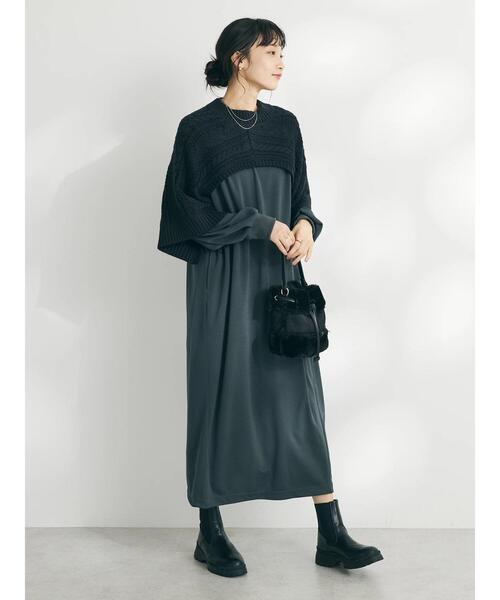 CRAFT STANDARD BOUTIQUE(クラフトスタンダードブティック)の「ポンチウエストドロストワンピース(ワンピース・レディース・ベージュ/ブルー/チャコールグレー・FREE)」の5枚目の写真